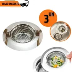 Kit 3 Ralo de Pia em Aço Inox 7cm Ideal Multiuso Proteção Limpeza Universal