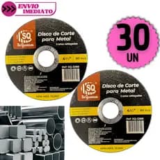 Kit 30 Discos de Corte para Metal Reforçado Esmerilhadeira Profissional