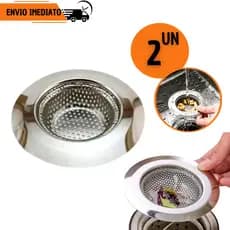 Ralo de Pia 2 Pçs em Aço Inox 9cm Ideal Multiuso Proteção Limpeza Universal