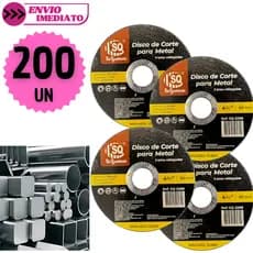 Kit 200 Discos de Corte para Metal 115mm x 1mm Reforçado Esmerilhadeira