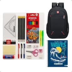 Kit Escolar Faculdade com Mochila e Caderno Completo