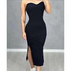 vestido tomara que caia Decote Coração