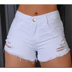 short jeans branco com brilho com rasgo Short jeans branco com rasgo short jeans branco com brilho desfiado com strass