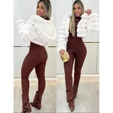 Jaqueta Puffer Pelinho Teddy Premium jaqueta peliciada forrada jaqueta feminina moda inverno
