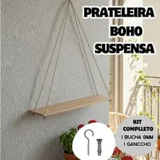 Boho Prateleira Suspensa rústica - modelo MDF exclusivo KIT COMPLETO
