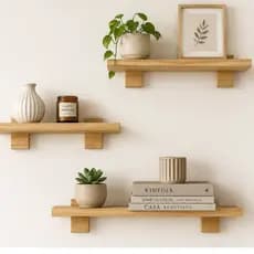 Kit 3 Prateleiras Decorativas de Parede em Pinus | Nicho 30/40/50 para Sala, Quarto, Banheiro e Cozinha