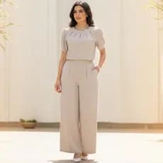 Conjunto Feminino Casual Sofisticado De Blusa e Calça (liso)