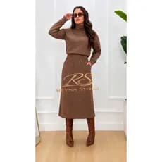 Conjunto Inverno Moda Evangélica Saia e Blusa Gola Alta