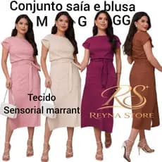 Conjunto Feminino Saia e Blusa Evangélico Elegante Em Tecido Sensorial Marat