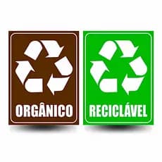 Adesivos Para Lixeiras Coleta Seletiva Orgânico e Reciclável 20x15cm
