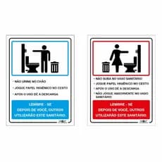 Placas De Sinalização Regras Banheiro Feminino E Masculino | 20x15