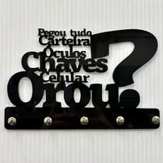 Porta Chaves para Parede Decoração Multiuso em MDF Pegou tudo, Orou?