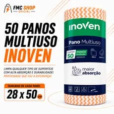 Pano de Limpeza Multiuso Perfex Com 50 Panos Rolo 28X50 (Cor aleatoria)