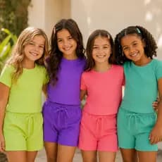 Conjunto Infantil Menina Infantil Manga Curta do 1 ao 10 | Kit Roupa Infantil Feminina Confortável