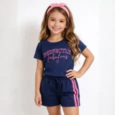 Conjunto Infantil Menina Blogueirinha Cropped + Shorts Conjunto Infantil Menina 10 anos Confortável
