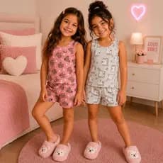 Pijama Infantil Menina Confortável do 4 ao 14 Anos | Pijama Infantil Feminino | Roupa de Dormir Infantil Macio