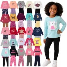 Kit 4 Peças Conjunto Meia Estação Menina do Tamanho 1 a 10 Anos | Blusa + Calça Legging  Infantil | Envio Sortido