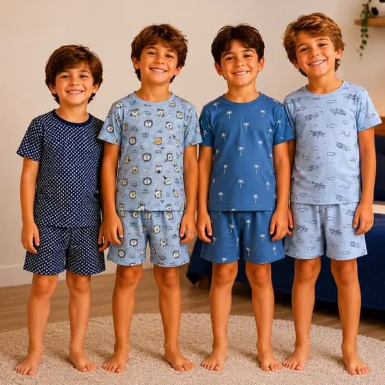 Pijama Infantil Menino 4 ao 14 Anos Confortável Verão Curto com Várias Estampas Conjunto Infantil de Dormir