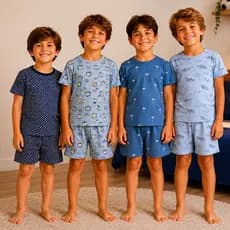 Pijama Infantil Menino 4 ao 14 Anos Confortável Verão Curto com Várias Estampas Conjunto Infantil de Dormir