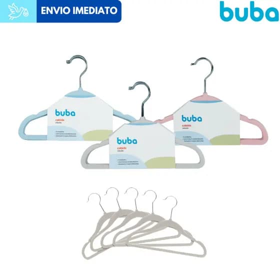 Kit 5 Cabides Infantil Bebê em Veludo Buba Anti deslizante