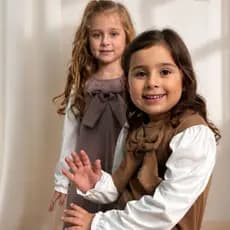 Vestido Infantil Menina Casual Chic Manga Longa com Laço Confortável