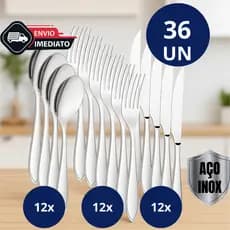 KIT 18/36 Garfo Faca e Colher de Mesa Jogo de talheres Para Cozinha Restaurantes eventos não enferruja