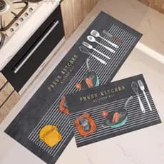 Jogo Kit de Tapete Cozinha 2 Peças passadeira e tapete