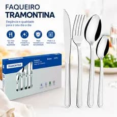 Kit Conjunto Jogo Faqueiro Tramontina Talheres 24 Peças Búzios Original Aço Inox
