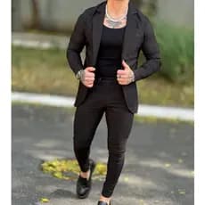 Conjunto Blazer e Calça Alfaiataria Masculino Elastano Slim 2 Peças Bengaline Esporte Fino Casamento Escritório