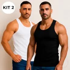 Kit 2 Regatas Masculina Premium Canelada Algodão Leve Confortável Básica Verão