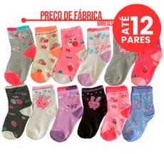 KIT DE 3 a 12 PARES MEIA INFANTIL MENINA CRIANCA FEMININO ALTA QUALIDADE