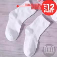 KIT DE 3 a 12 PARES MEIA ESCOLAR CASUAL INFANTIL BRANCA CRIANCA MENINO MENINA