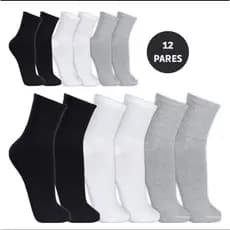 KIT DE 3 a 12 PARES DE MEIAS CANO ALTO GROSSAS BRANCA PRETA CINZA ALTA QUALIDADE
