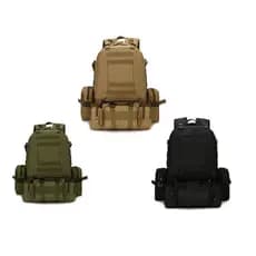 Mochila tática de 55 litros reforçada à prova d'água grande acampamento masculino. Obtenha 1 cinto de graça 021
