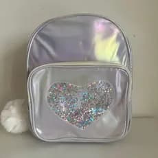 Mochila impermeável feminina para meninas brilhando em forma de coração 8021