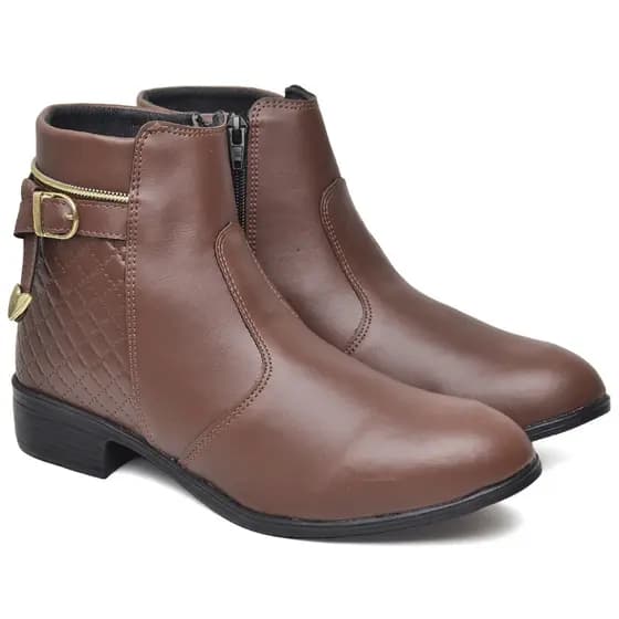 Bota Feminina Coturno Botinha Montaria Cano Curto com Zíper sem cadarço Moda Confortável