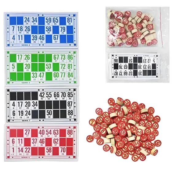 Jogo De (900200) Bingo 90 Pedras De Madeira E 48 Cartelas Numeradas