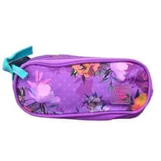 Estojo bolsinha de lapis canetas Escolar feminino Floral Cross Style 2 Compartimentos ziper