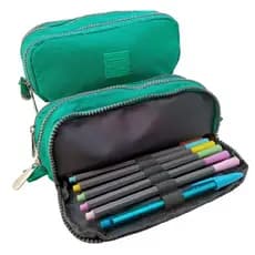 Estojo bolsinha de lapis Escolar 3 Reparticoes Nylon tactel Yepp organizador canetas