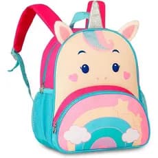 Mochila bolsa Costas infantil Unicornio Pequena Rosa Roxo creche arco iris escolar