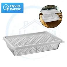 Organizador de Frios Transparente para Geladeira com Tampa de Plástico - Uz Utilidades