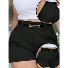 Short Alfaiataria feminino moda Verão com cinto soltinho Shortinho
