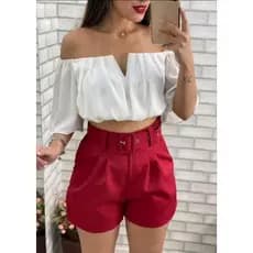 Short alfaiataria com cinto forrado shortinho moda verão blogueira