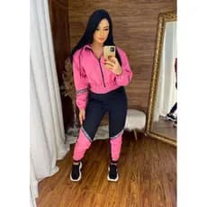 Conjunto feminino corta vento ipermeavel tactel blogueira esporte calça e jaqueta com capuz