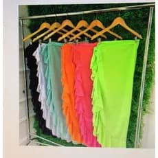 saida de praia moda verão canga longa de amarrar Pareo Babado Tendencia