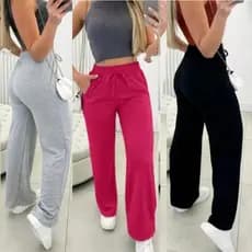 Calça Pantalona Calça Feminina Roupa Feminina Cintura Alta Lanzinha