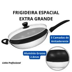 Frigideira Antiaderente 30 cm + Espátula - Profissional Grande Wok - Alumínio 2.8mm - ALUMIC