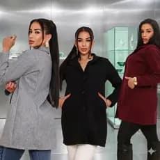 Casaco Sobretudo Feminino Elegante Lã Batida Inverno M G GG.