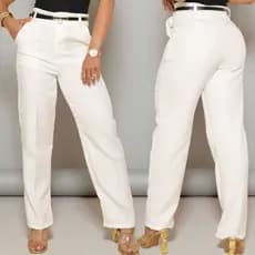 Calça Social Feminina Alfaiataria Cintura Alta Reta Elegante Trabalho Escritorio + Cinto de Brinde.