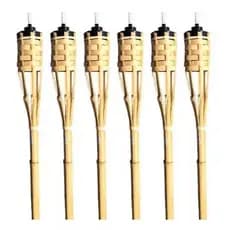 Kit Com 6 Tochas De Bambu Iluminação Decoração Tocha Luau 120 Cm